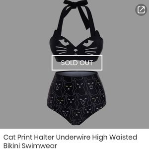 DressLily Cat print high waisted swimsuit - XL